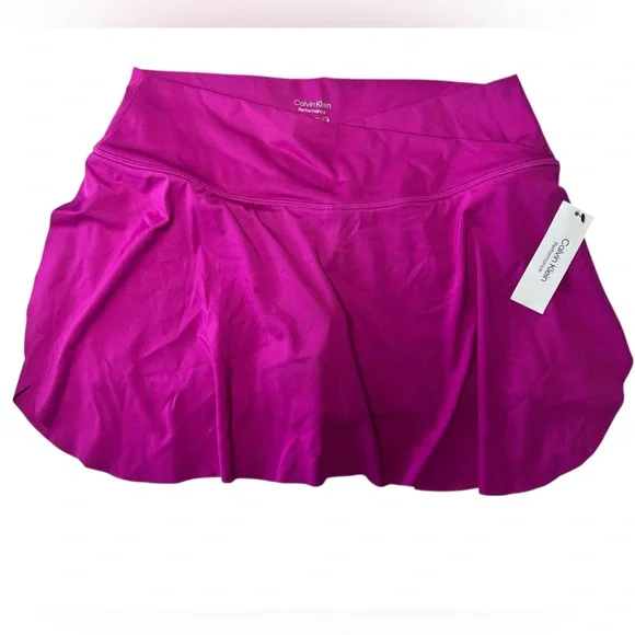 CALVIN KLEIN PERFORMANCE fuchsia crossover waist skirted shorts skort Large NWT - Picture 2 of 5